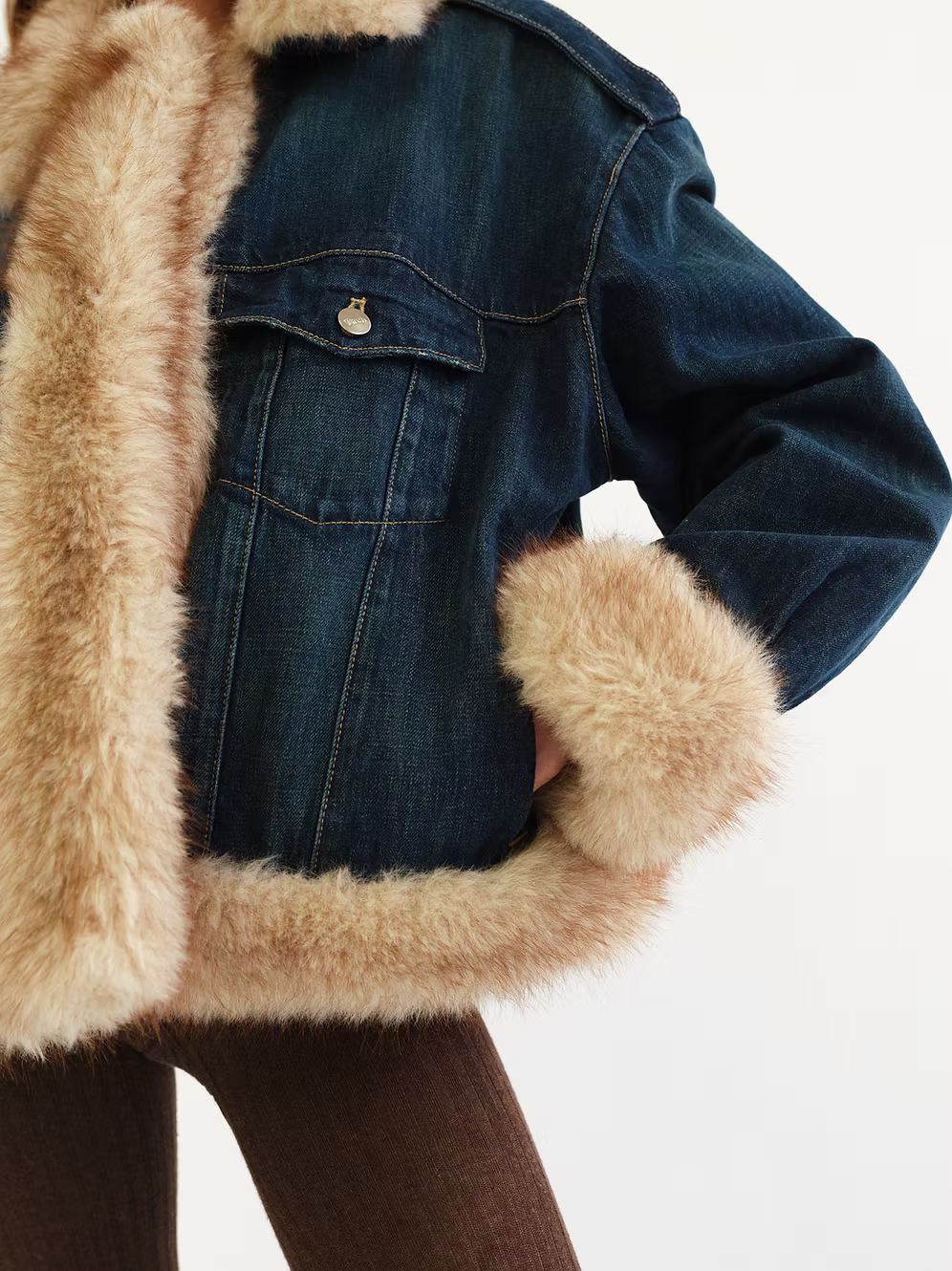 Tach Siracusa Faux Fur Trimmed Denim Jacket