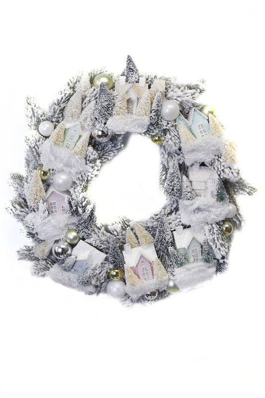 Frosted Village Wreath - Light