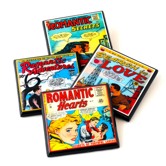 Vintage Romance Comic Book Coasters