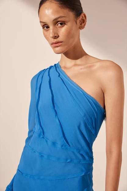 Shona Joy Amina Asymmetrical Maxi Dress - Aqua
