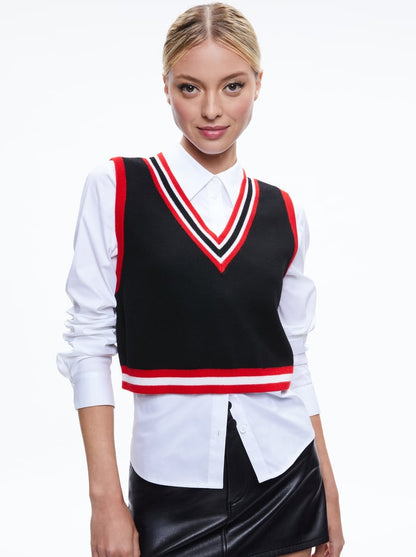 Alice & Olivia ORLY SWEATER VEST COMBINATION TOP