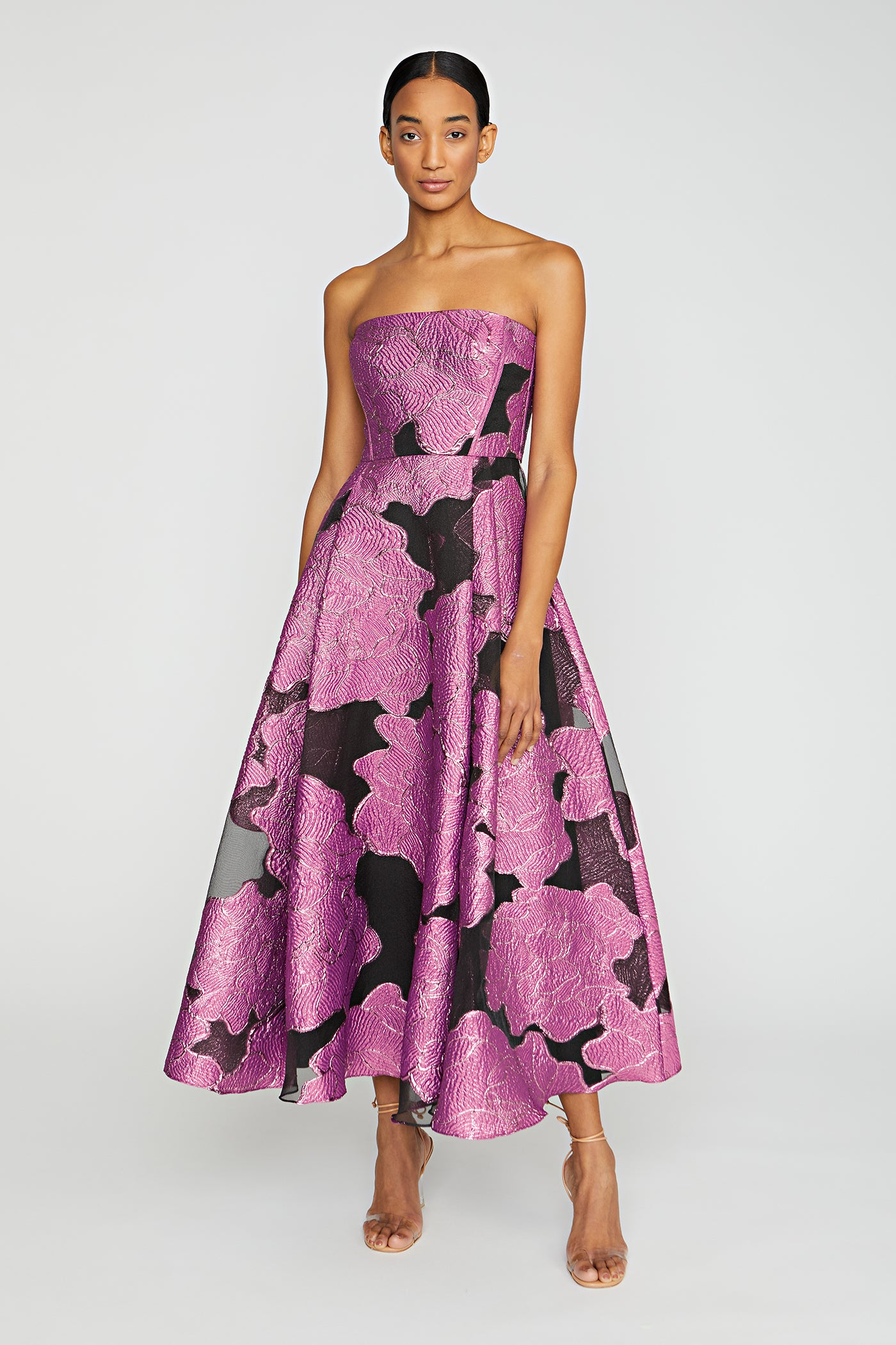 Monique Lhuillier Elle Strapless Midi Dress