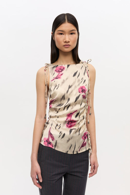 Ganni Floral Satin Top