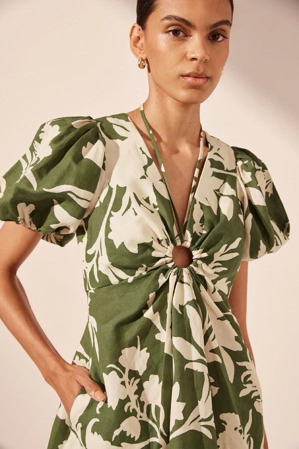 Shona Joy Renee Keyhole Ruched Mini Dress