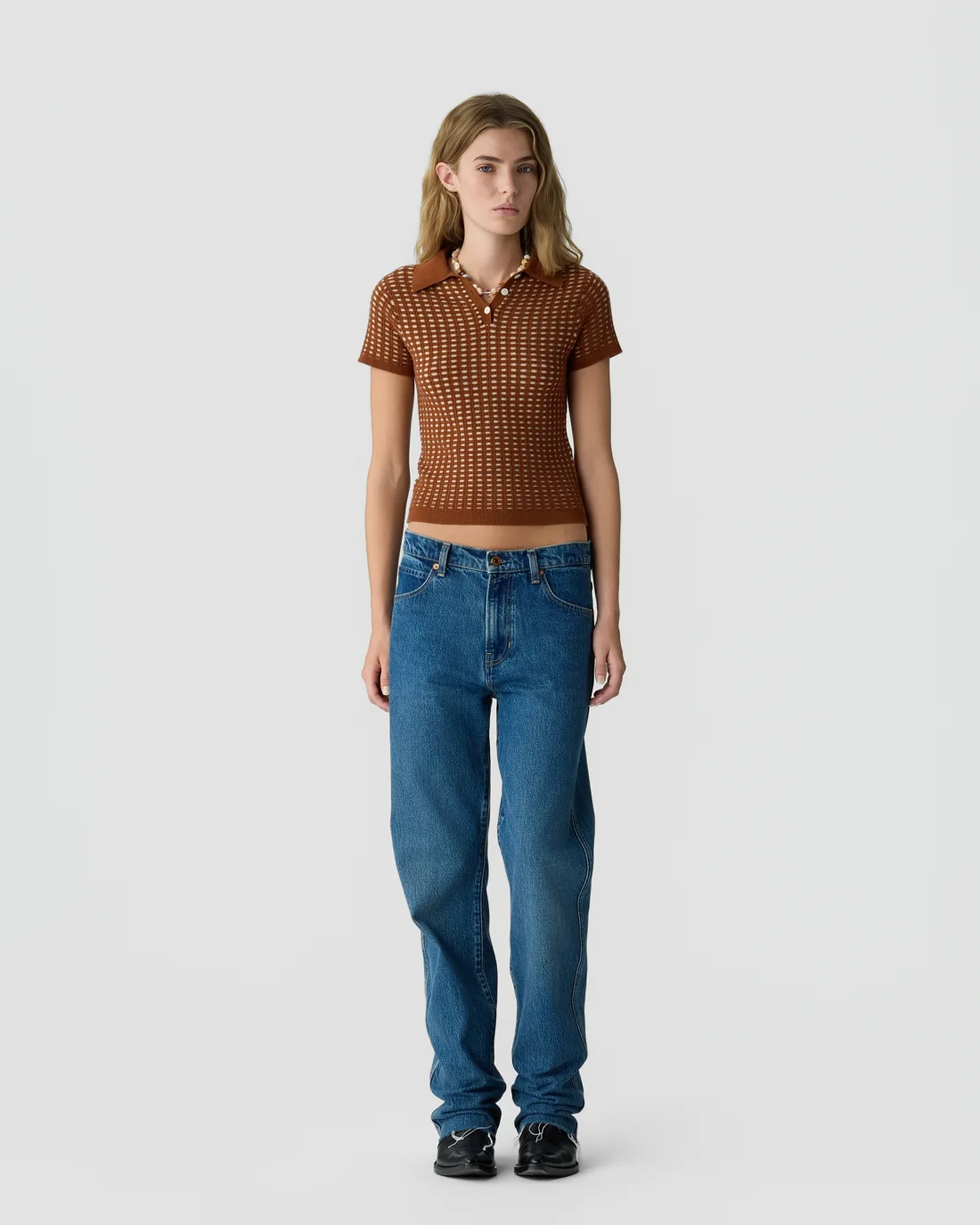 Guest in Residence Shrunken Waffle Polo - Burnt Sienna