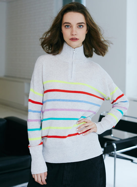 Autumn Cashmere Multi Color Breton Stripe