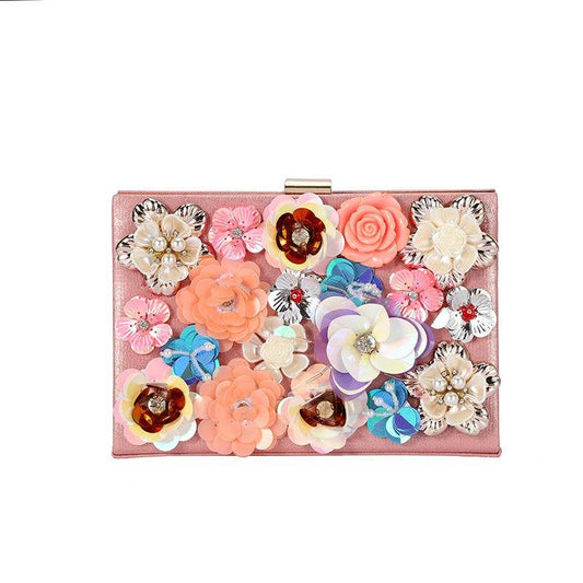 Full pearl and crystal embellished details clutch bag