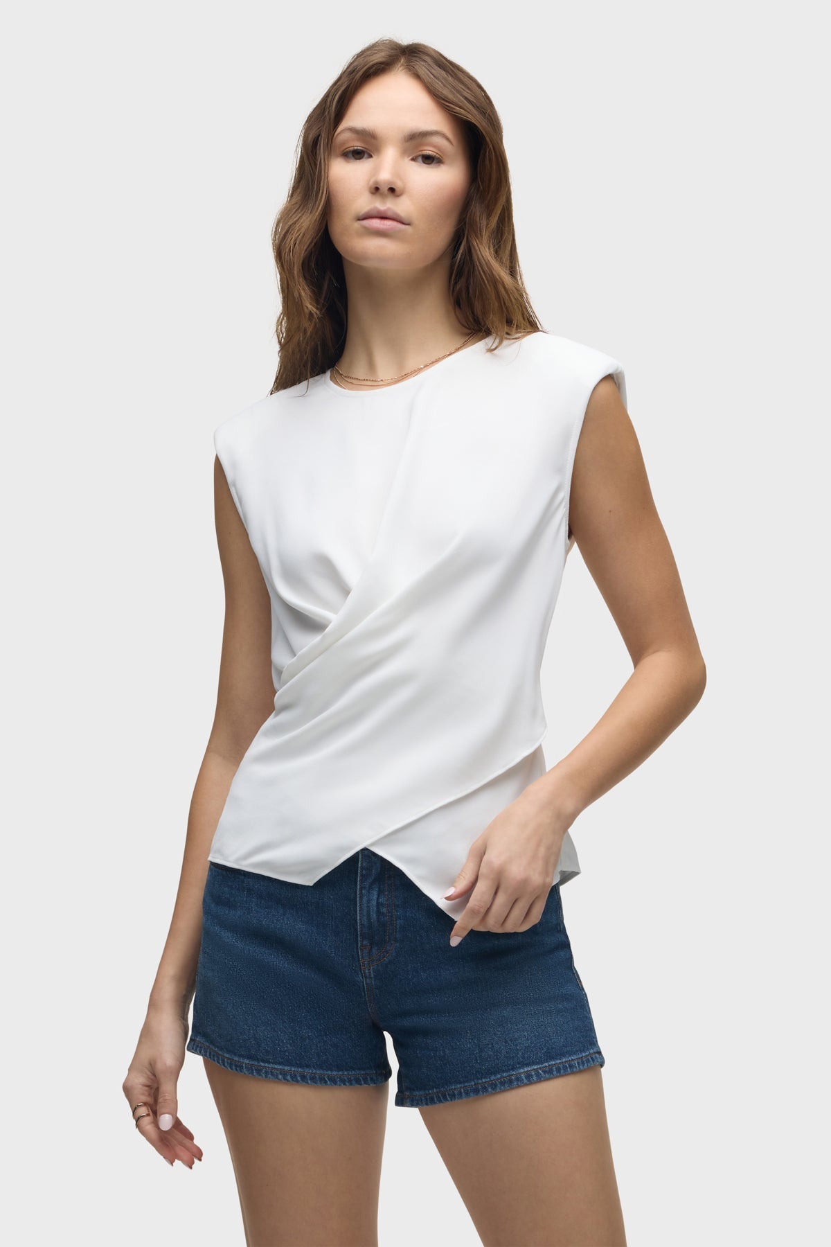 Hudson Shoulder Padded Wrap Sleeveless Tee