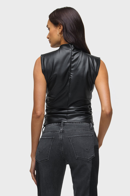 Hudson Vegan Leather Ruched Top