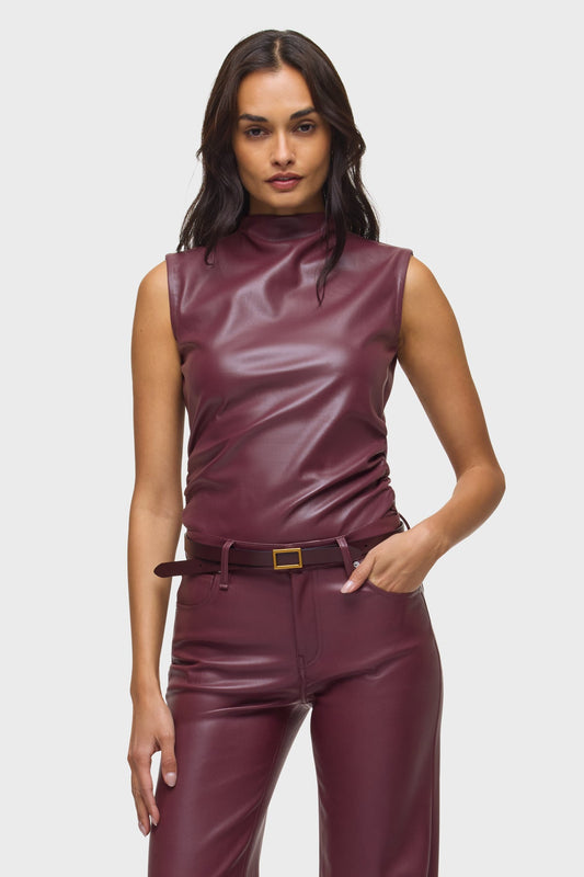 Hudson VEGAN LEATHER TOP W/ SIDE SEAM RUCHING