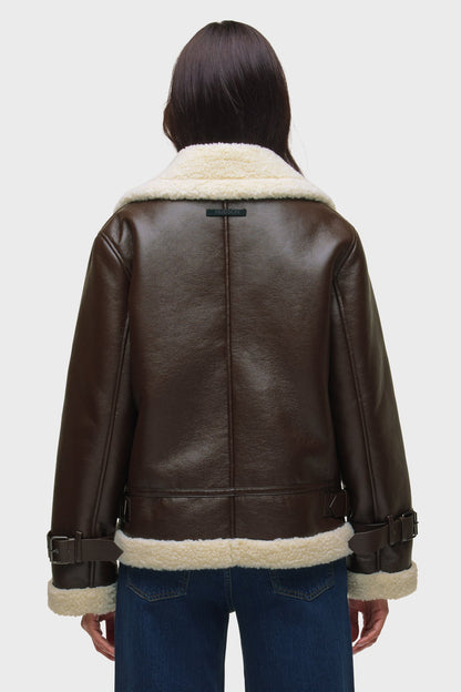 Hudson Vegan Leather Sherpa Jacket