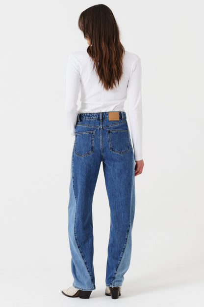 Seventy + Mochi Nina Barrel Leg Jean in Two Tone
