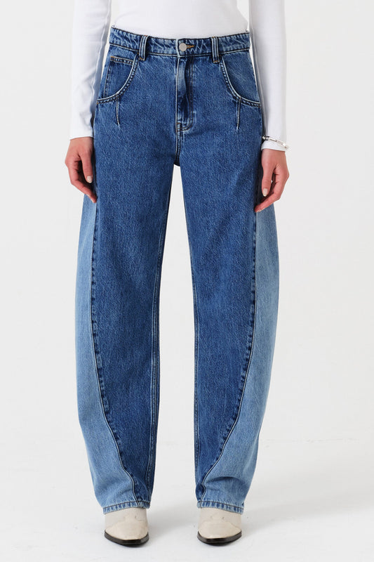 Seventy + Mochi Nina Barrel Leg Jean in Two Tone
