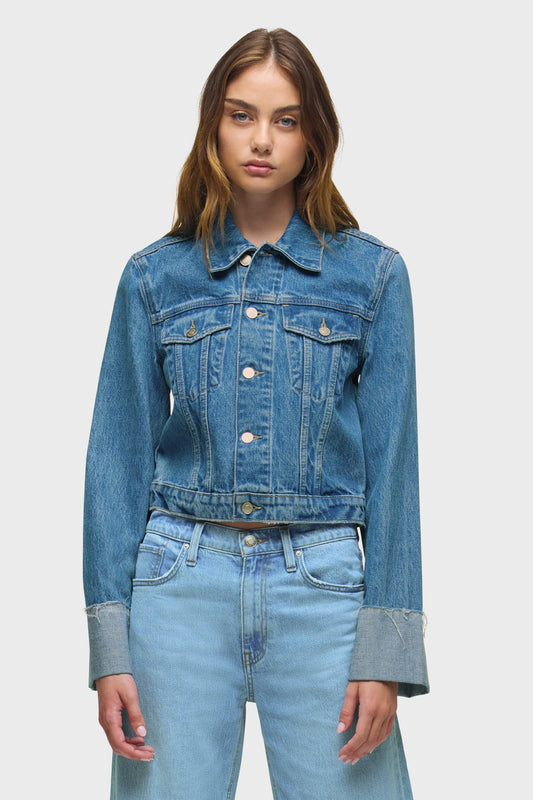 Hudson Cuffed Cropped Denim Jacket