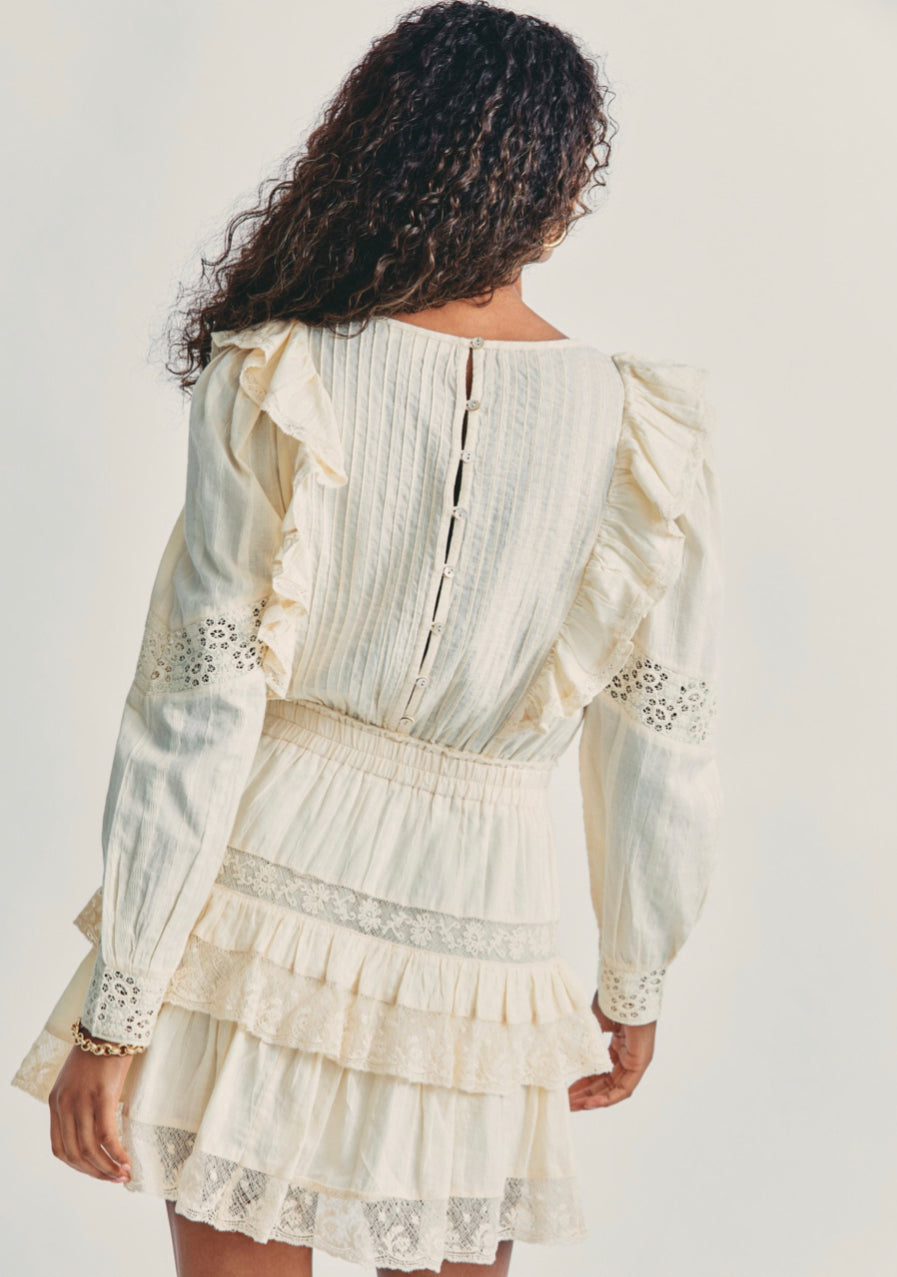 LOVESHACKFANCY SANTORINI DRESS IVORY