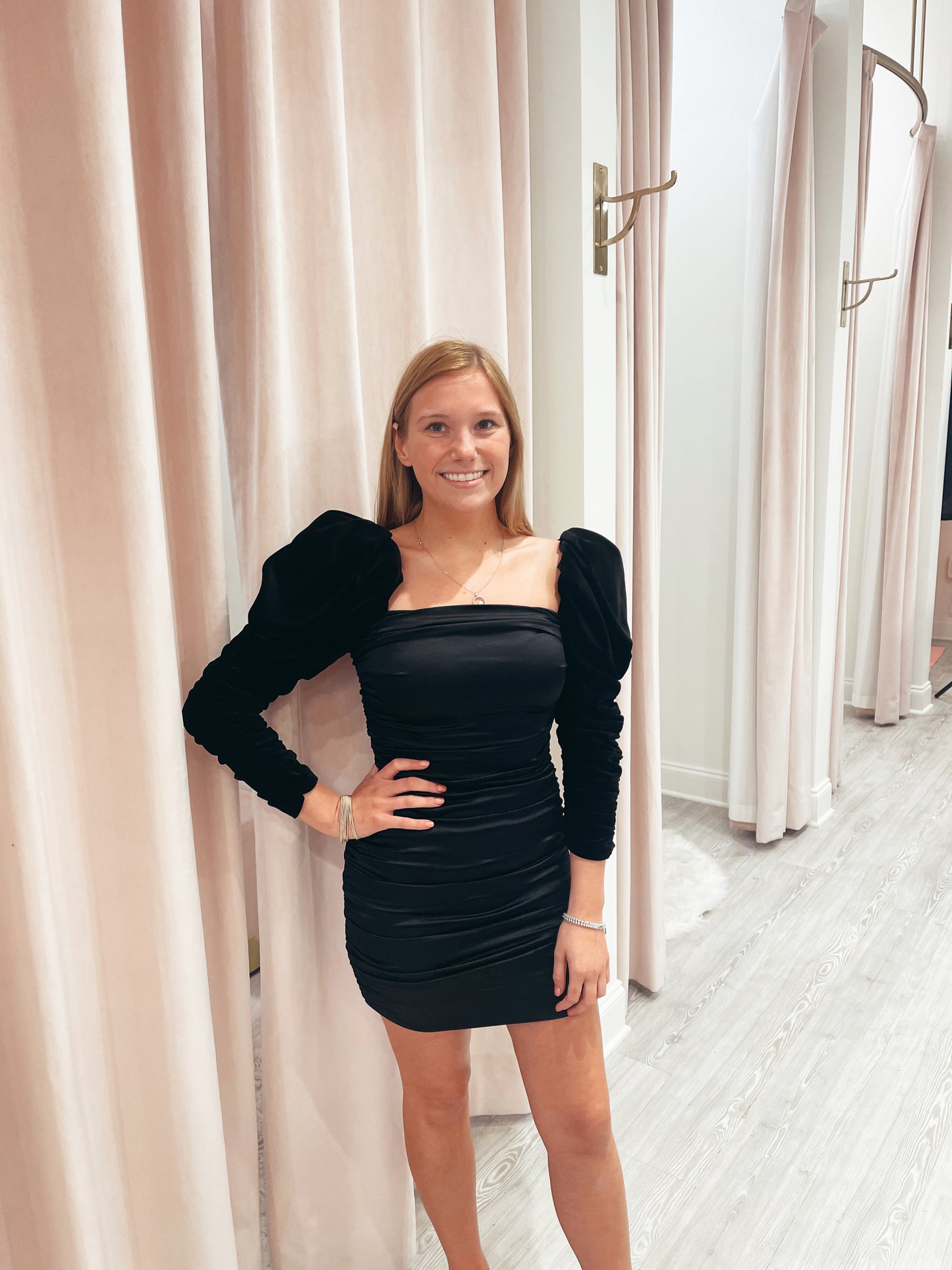 Alice + Olivia Katrice Velvet Puff Sleeve Mini Dress
