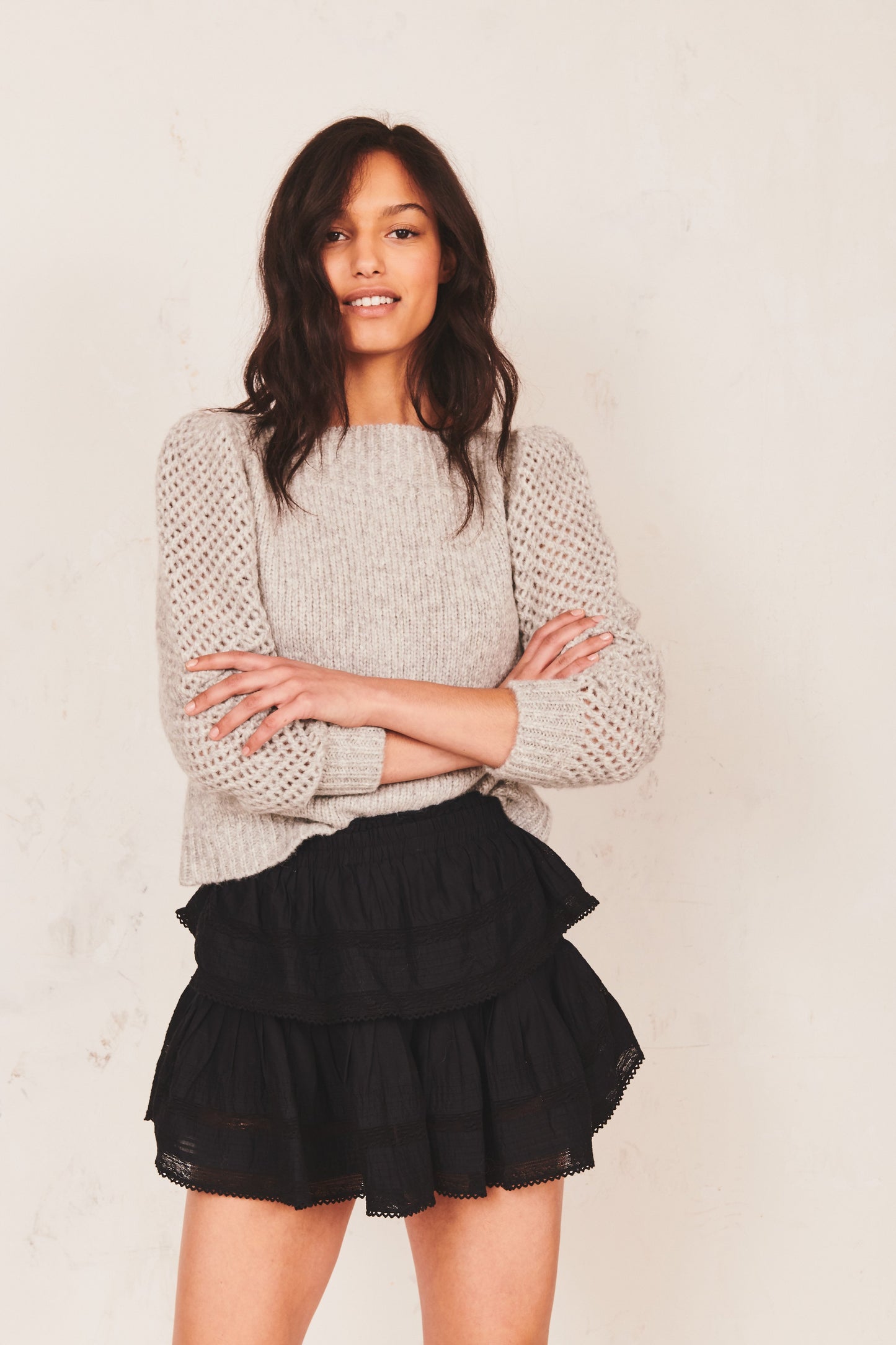 LOVESHACKFANCY RUFFLE MINI SKIRT - BLACK