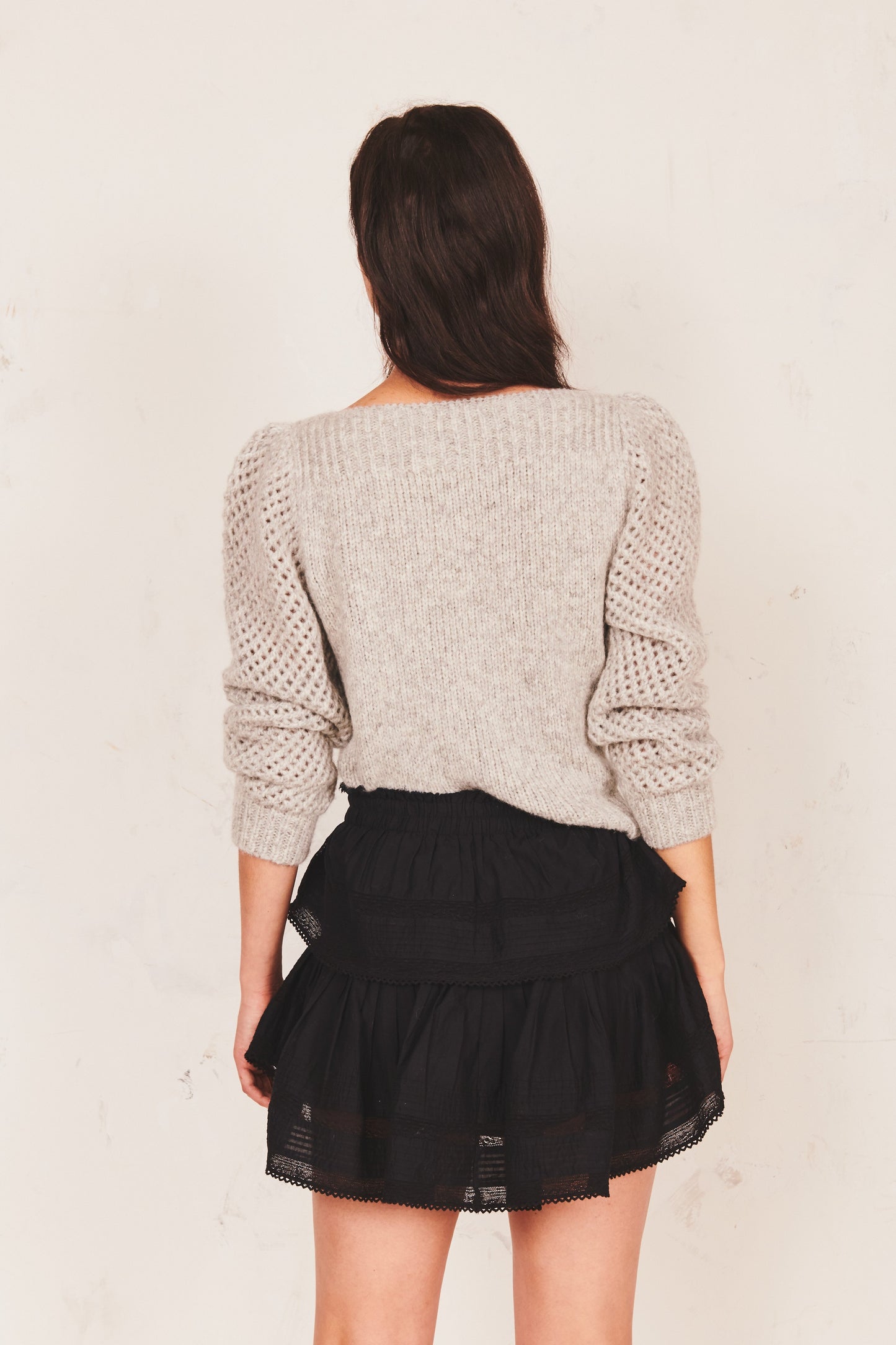 LOVESHACKFANCY RUFFLE MINI SKIRT - BLACK