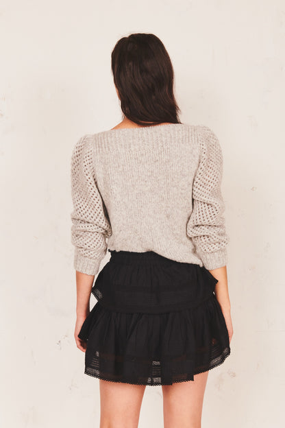 LOVESHACKFANCY RUFFLE MINI SKIRT - BLACK
