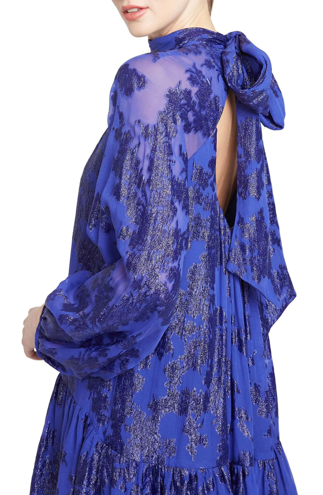 Monique Lhullier Long Sleeve Tie Back Dress