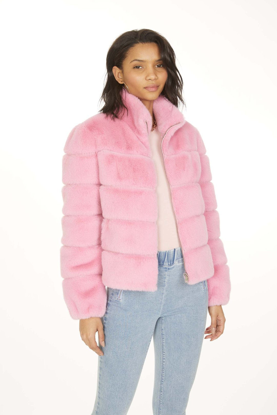 Pink Faux Fur Jacket - A Blonde's Moment