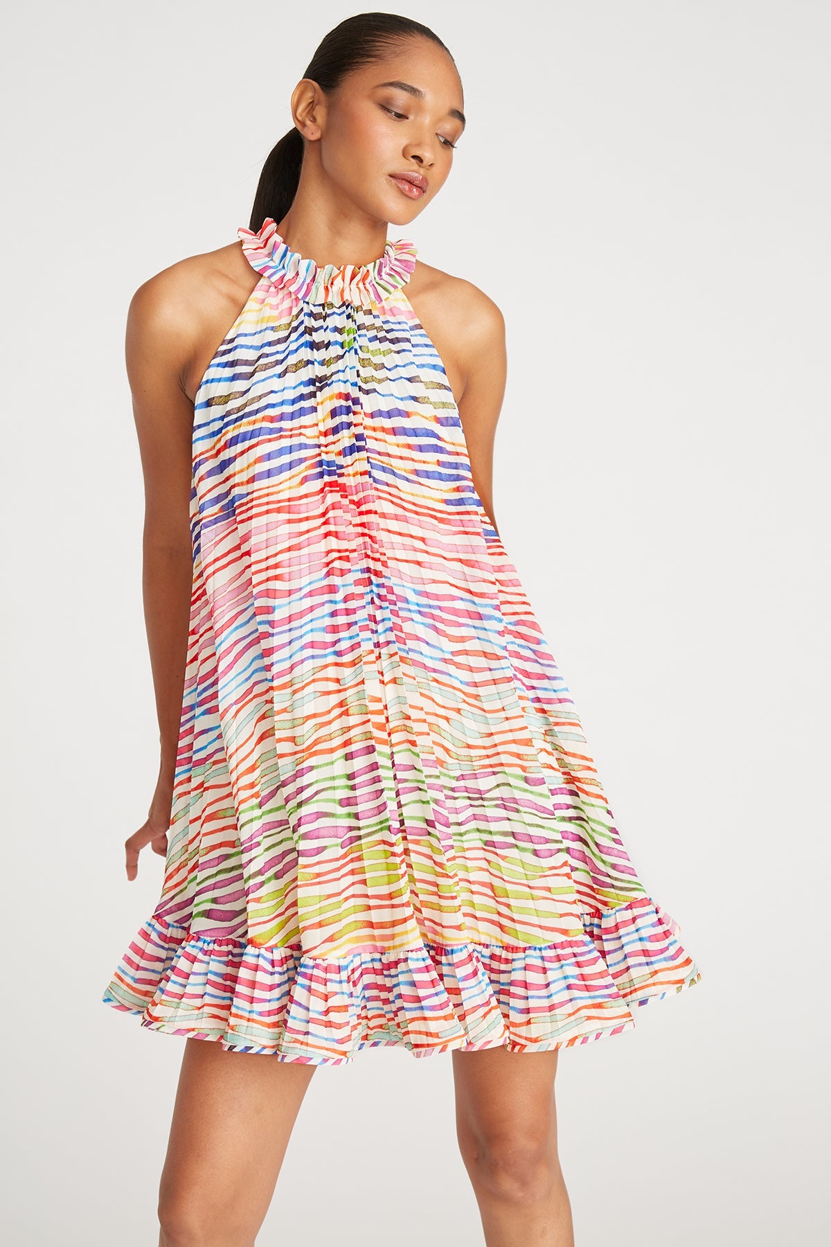 Amur Estfan Pleated Halter Dress