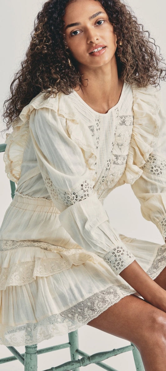 LOVESHACKFANCY SANTORINI DRESS IVORY