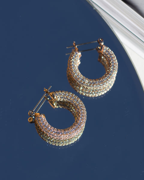 Pave Baby Amalfi Hoops - Gold