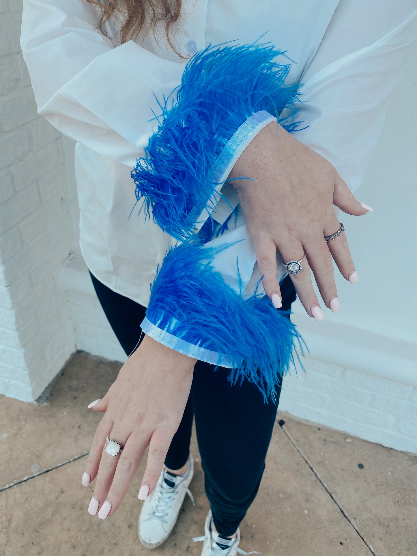 Electric Blue Feather Cuff Top