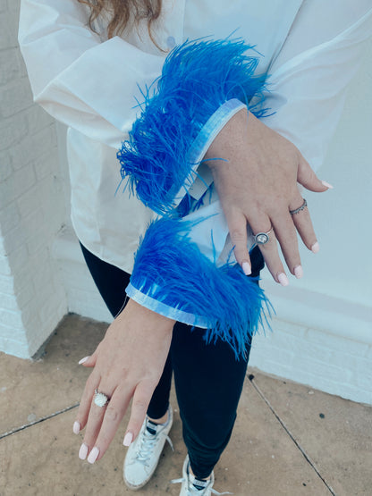 Electric Blue Feather Cuff Top