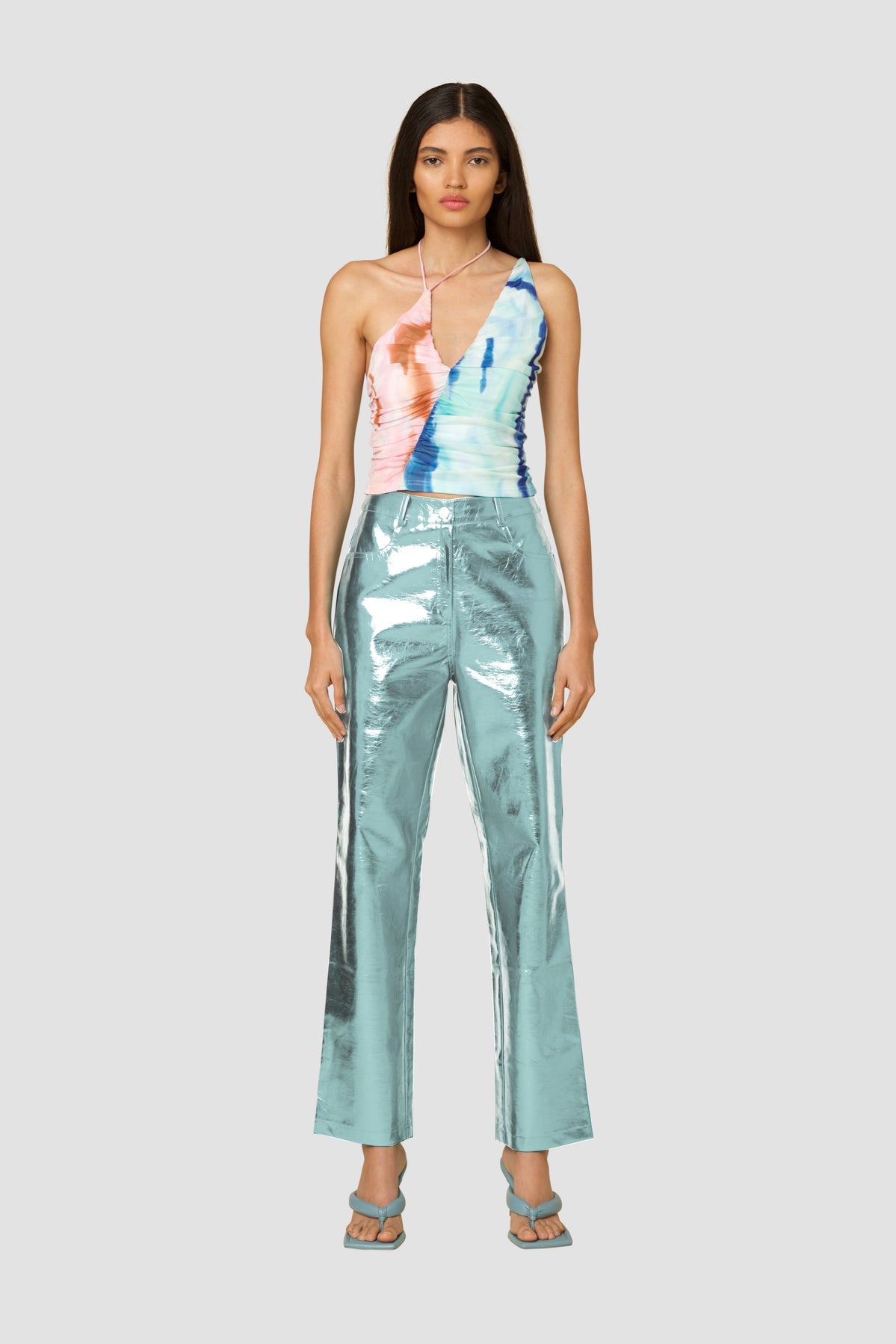 ICE BLUE METALLIC PANTS