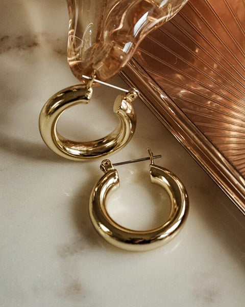 Baby Amalfi Tube Hoops - Gold