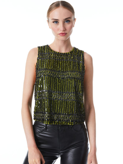 Alice & Olivia Amal Embellished Boxy Tank