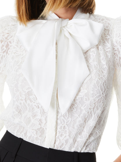 ALICE & OLIVIA BRENTLEY TIE NECK BLOUSE