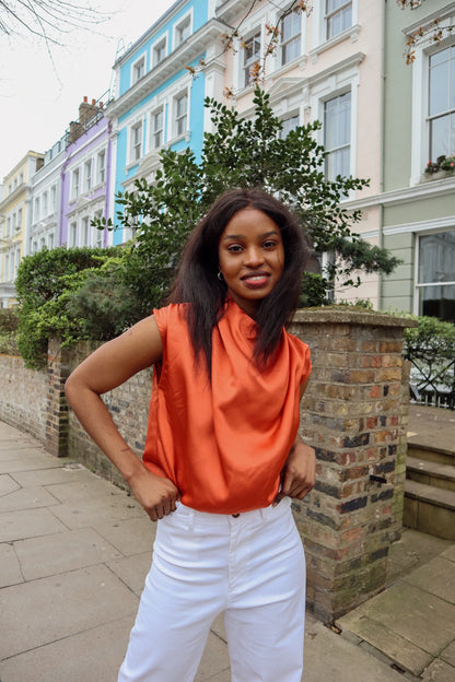 Lauren Satin Coral Blouse
