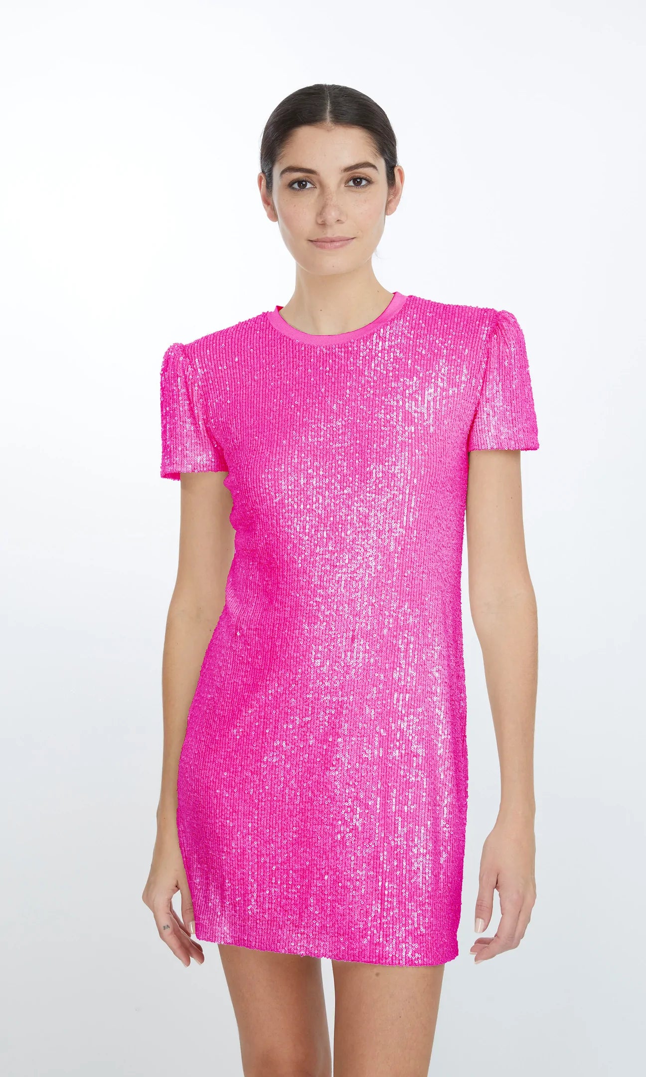 DONNA SEQUIN DRESS IN HOT PINK