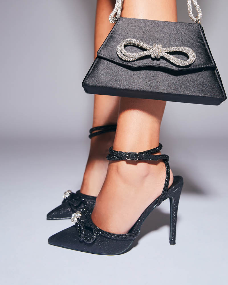 Black Glitter Heels