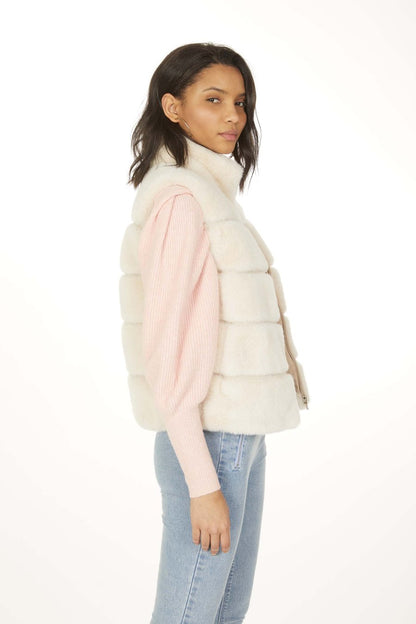 ROXANNE FAUX FUR VEST STONE