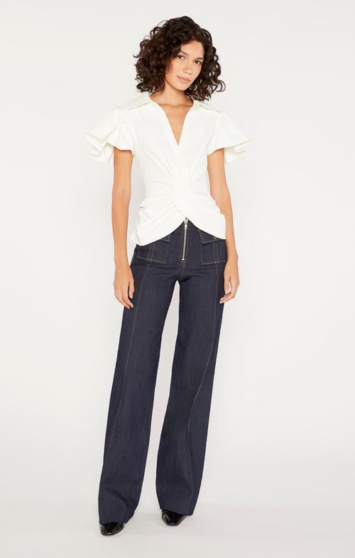 CINQ A SEPT FLUTTER SLEEVE MCKENNA TOP