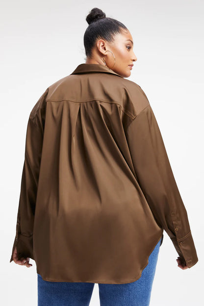 Good American Satin Good Shirt - Light Mocha