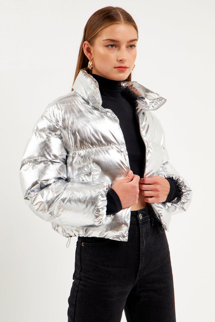Cropped Puffer Jacket Metallic Shop at the Mix
