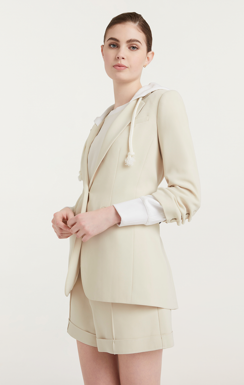 Cinq a Sept Hooded Khloe Jacket - Plaster/White