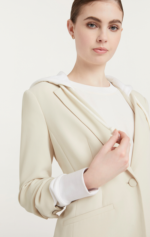 Cinq a Sept Hooded Khloe Jacket - Plaster/White