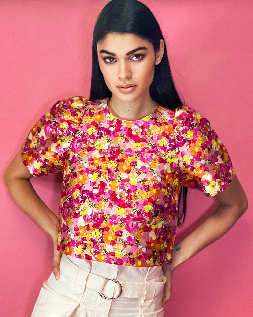NEUBYRNE Sequin Print Top
