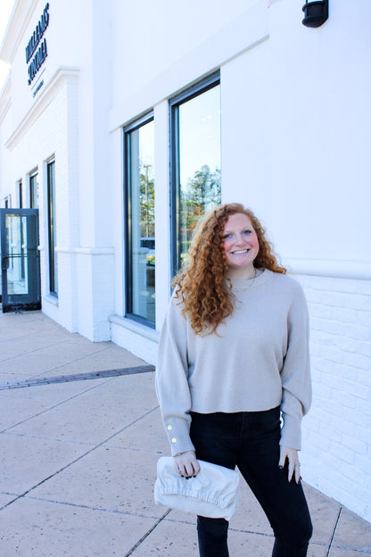 ALICE + OLIVIA BEVAN SNAP SLEEVE PULLOVER
