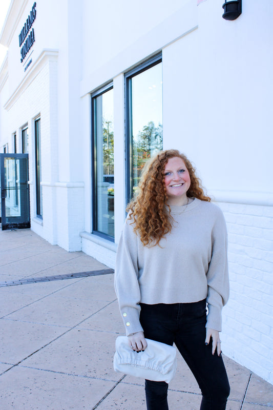 ALICE + OLIVIA BEVAN SNAP SLEEVE PULLOVER