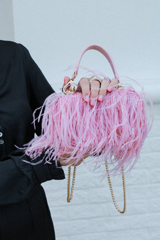 Pink Feather Party Evening Clutch