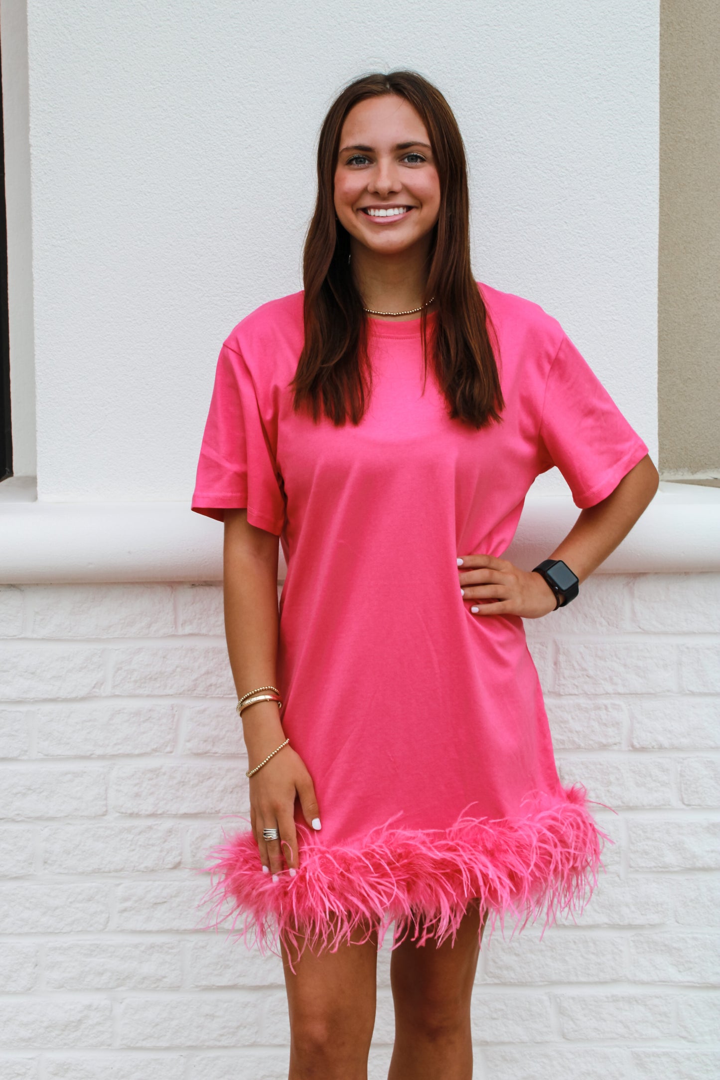 Hot Pink Feather Dress