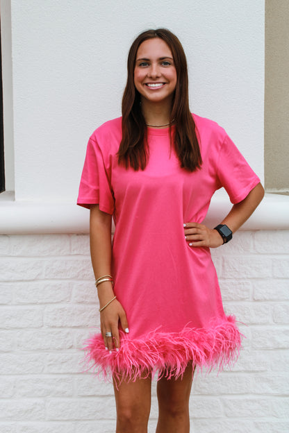 Hot Pink Feather Dress