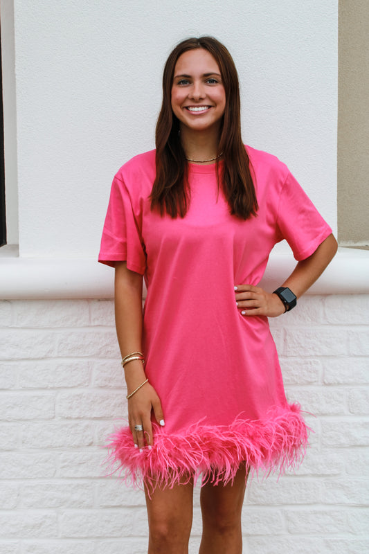 Hot Pink Feather Dress